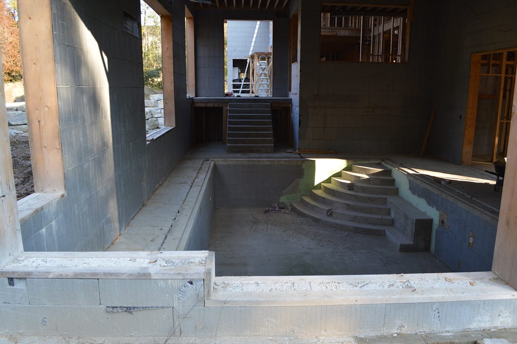 Indoor pool ICF construction