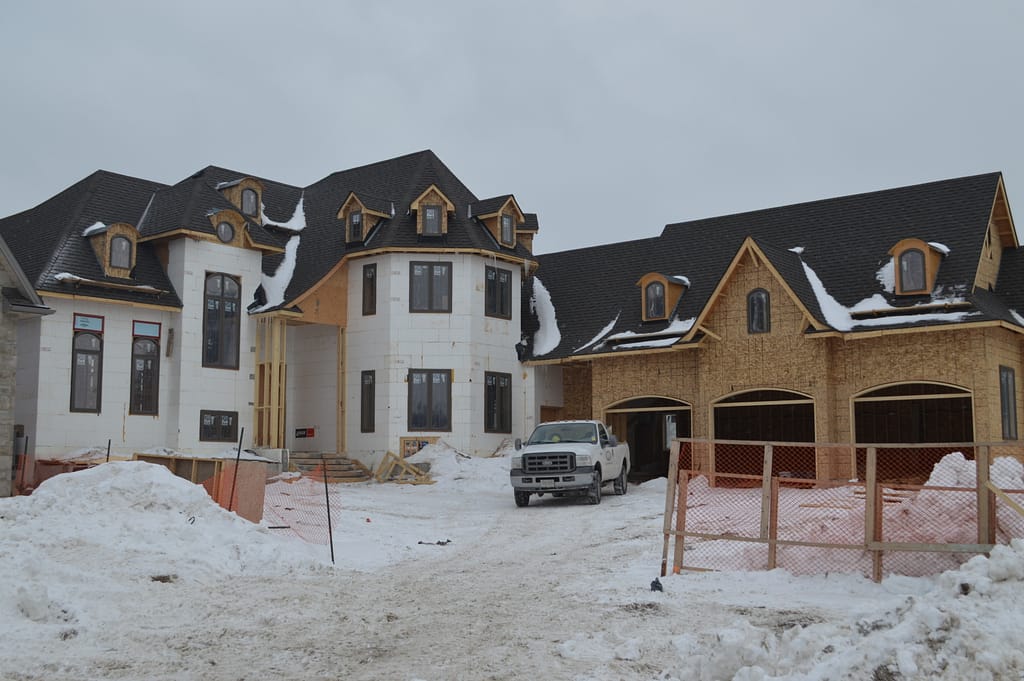 Stick frame custom home Custom home build in the winter